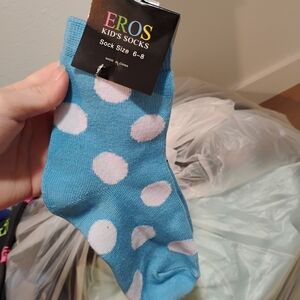 Kids Blue and White Polka Dot Socks